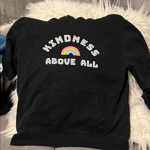 Black Kids Hoodie with Rainbow Design